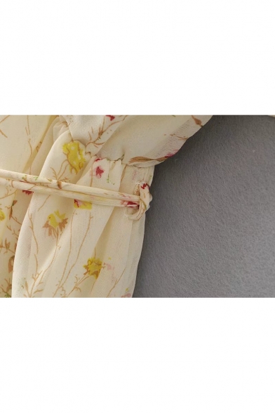 Open Back Spaghetti Straps Floral Printed Midi A-Line Slip Dress