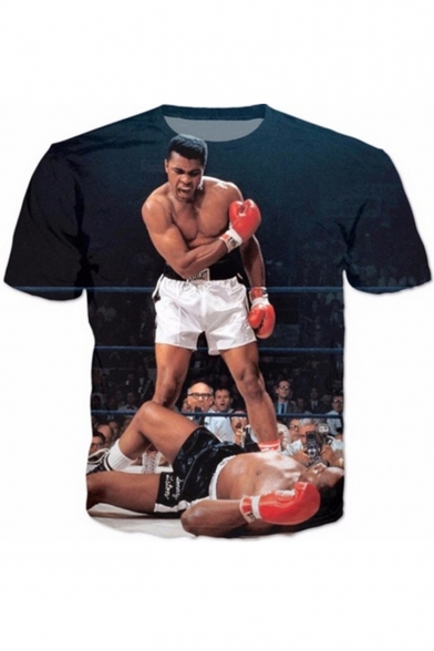 New Arrival 3D Boxing Men Printed Round Neck Short Sleeve Pullover T-Shirt