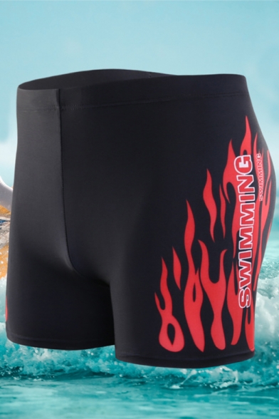 Men's SWIMMING Fire Printed High Waist Bottom Swimwear