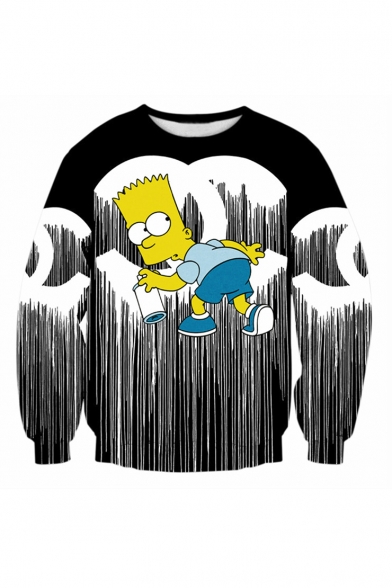 New Arrival 3D Cartoon Character Print Round Neck Long Sleeve Pullover Sweatshirt