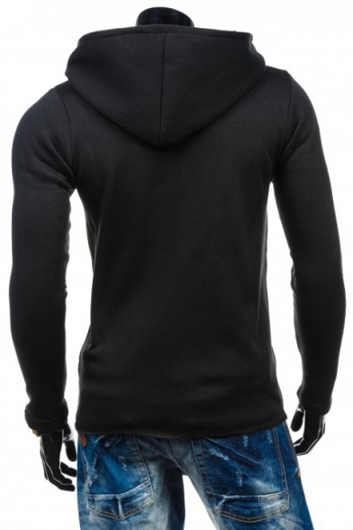 New Fashion Slant Zip Up Long Sleeve Plain Leisure Fitted Hoodie