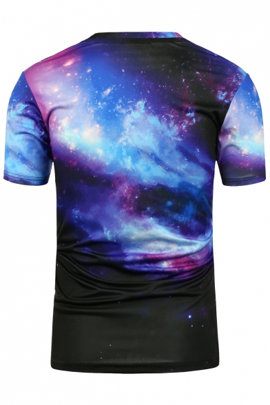 Fashion Couple Galaxy 3D Printed Short Sleeve Round Neck Tee