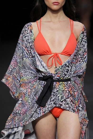 Summer's Animal Printed Tie Waist Beach Chiffon Sun Cover Up Swimwear