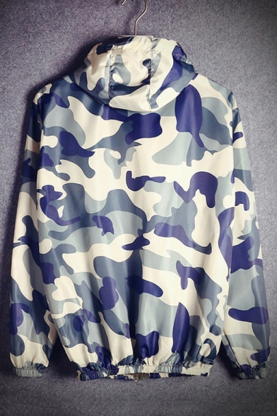 Classic Camouflage Pattern Hooded Long Sleeve Breathable Sun Coat for Couple