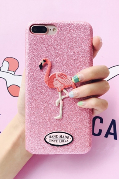 Girls' Pink Glitter Flamingo Print Soft iPhone Case
