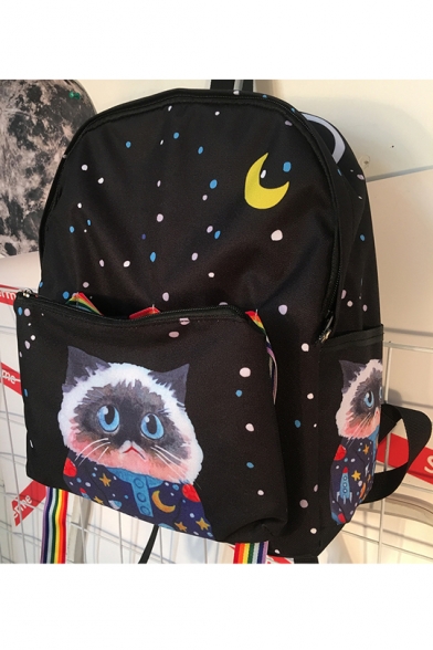 Retro Galaxy Lovely Cartoon Cat Pattern Students' Backpack