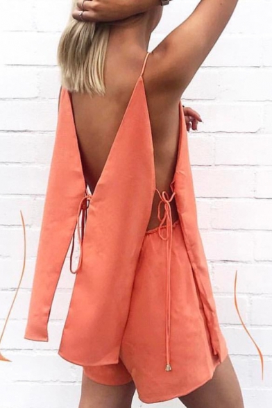 Hot Fashion Summer's Sleeveless Spaghetti Straps Hollow Out Top with Plain Shorts