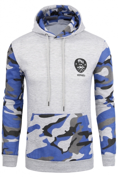 New Fashion Camouflage Printed Color Block Long Sleeve Unisex Hoodie
