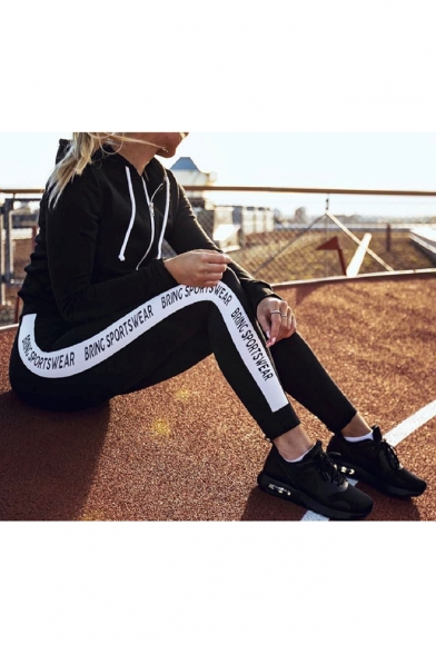 High Waist Letter Striped Side Casual Leisure Sports Pants