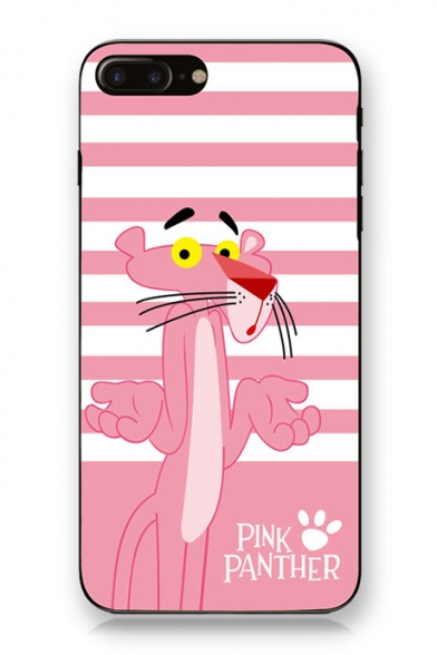 Funny Cartoon Pink Panther Striped Printed iPhone Case for Couple