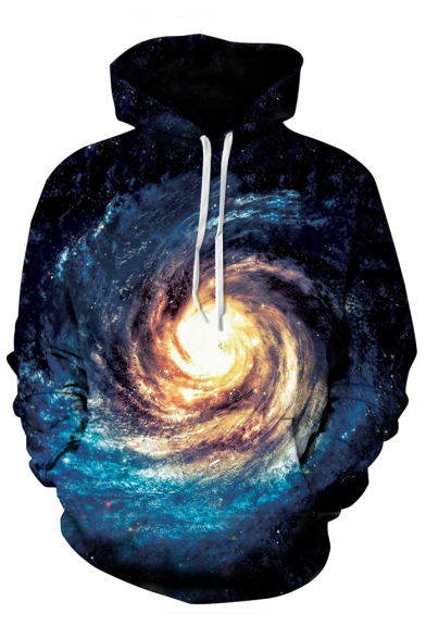 New Stylish 3D Galaxy Whirlpool Printed Long Sleeve Hoodie for Couple