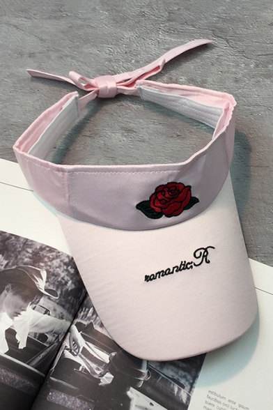 Retro Floral Letter Embroidered Hollow Bow Tie Back Baseball Cap