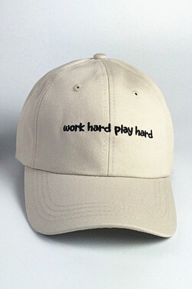 Unisex Embroidery Work Hard Play Hard Letter Adjustable Outdoor Baseball Cap