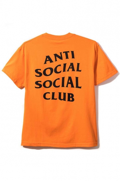 Fashion ANTI SOCIAL SOCIAL CLUB Letter Printed Back Short Sleeve Round Neck Tee
