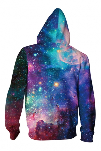 New Arrival Fashion 3D Galaxy Pattern Unisex Long Sleeve Zip Up Hoodie