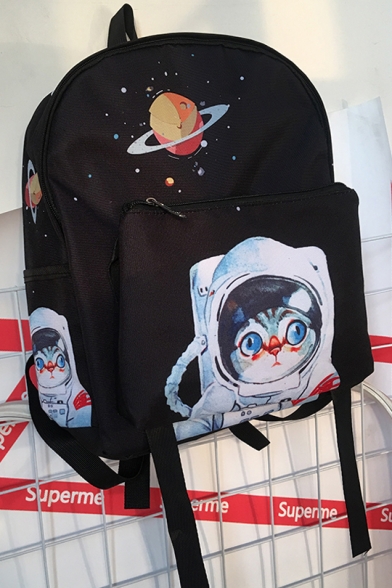 Lovely Cartoon Astronaut Cat Pattern Simple Retro Backpack