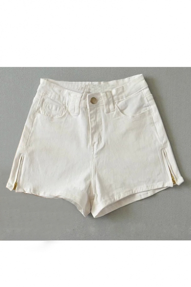 Fashion Zip Up Side High Waist Simple Plain Summer's Hot Pants Denim Shorts