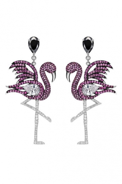 New Arrival Stylish Flamingo Design Earrings Studded with Fancy Diamond