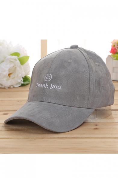 Cute Embroidery Thank You Smile Face Pattern Adjustable Baseball Cap