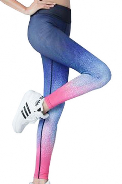 Elastic Waist Ombre Color Block Fashion Sports Bodybuilding Yoga Leggings
