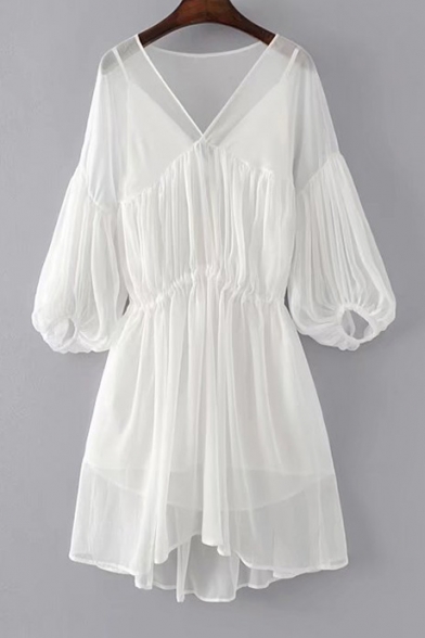 loose white dress with sleeves