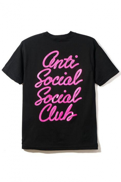Casual Contrast Anti Social Social Club Letter Printed Back Round Neck Casual