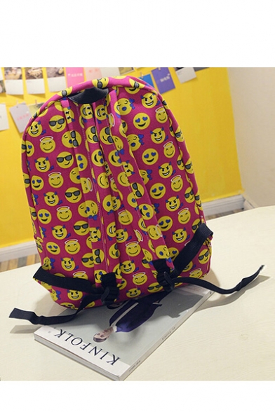 Hot Fashion Lovely Cartoon QQ Emoji Printed Canvas Backpack