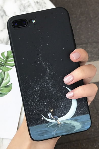 Simple Cartoon Galaxy Girl Printed Soft iPhone Case