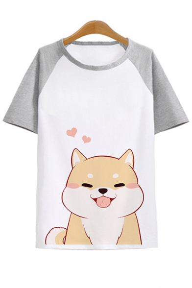 New Fashion Cartoon Dog Pattern Short Sleeve Round Neck Casual Unisex T-Shirt