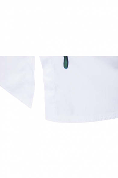 New Stylish Splash-Ink Pattern Lapel Collar Long Sleeve Buttons Down Shirt
