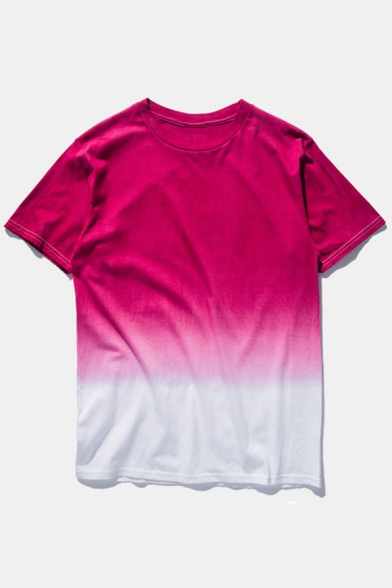 Summer's Basic Simple Tie Dye Round Neck Short Sleeve Cotton Unisex T-Shirt