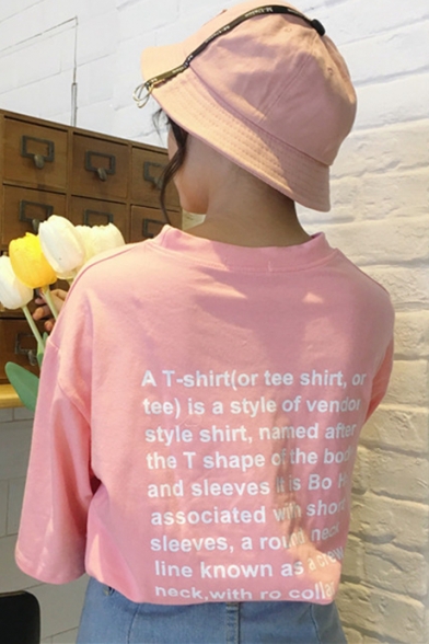 Summer's BF Style Letter Printed Back Round Neck Loose Half Sleeve T-Shirt