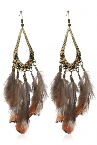 Tribal Style Retro Fashion Feather Embellished Earrings