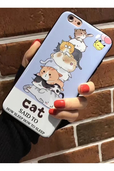Carton Lovely Seven Cats Pattern Couple iPhone Case