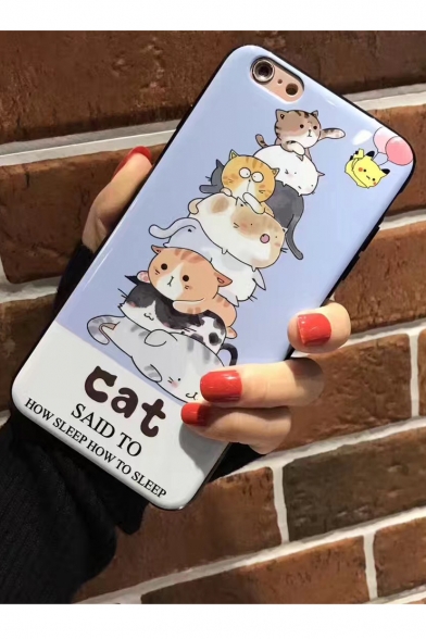Carton Lovely Seven Cats Pattern Couple iPhone Case