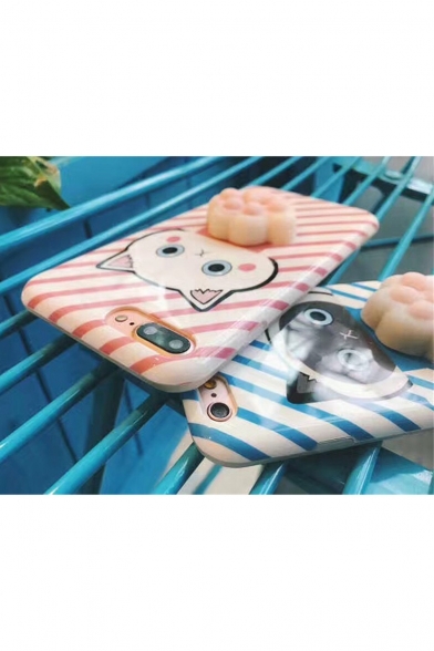 Fashion Striped Cartoon Cat Printed Mobile Phone Case for iPhone