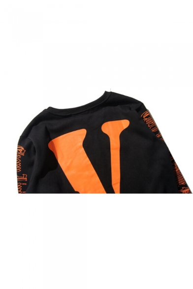 Hip Hop Style Letter V Pattern Round Neck Long Sleeve Pullover Sweatshirt