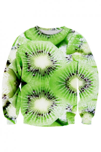 Hot Fashion 3D Fruit Pattern Round Neck Long Sleeve Pullover Sweatshirt