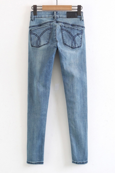 Basic Simple Plain High Waist Skinny Jeans