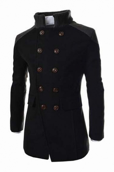 Fashion Notched Lapel Collar Long Sleeve Double Breasted Blazer