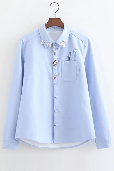 New Arrival Special Button Detail Embroidery Pattern Single Breasted Shirt
