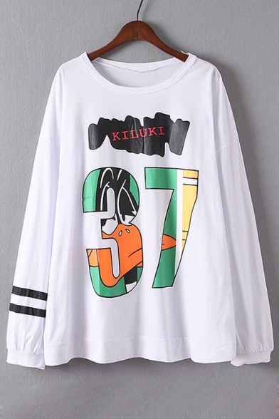 Graphic Printed Long Sleeve Round Neck Tunic T-Shirt