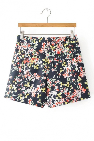 Summer's Fashion Floral Pattern High Waist Holiday Casual Shorts