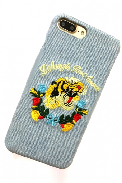 Embroidery Tiger Pattern Leather Case for iPhone