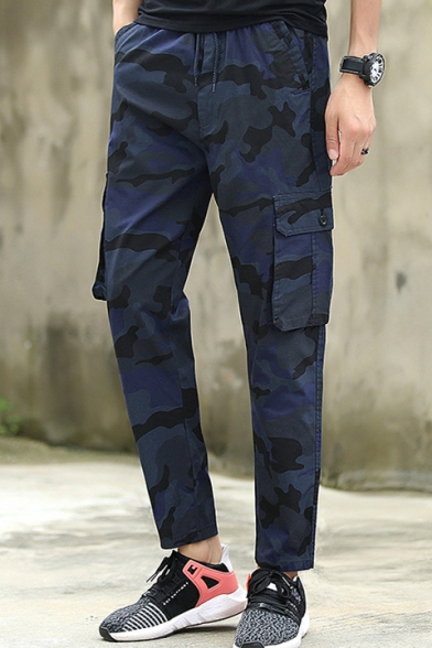 Summer's Classic Camouflage Printed Drawstring Waist Casual Pants