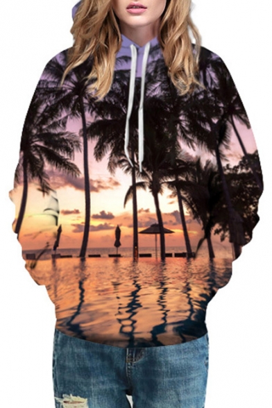 Unisex Coconut Tree 3D Printed Long Sleeve Hoodie Sweatshirt