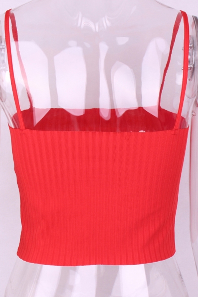 New Trendy Fashion Sexy Cropped Plain Spaghetti Straps Cami Top