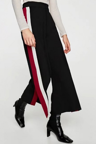 Fashion Striped Printed Side Loose Leisure Wide Legs Sports Pants
