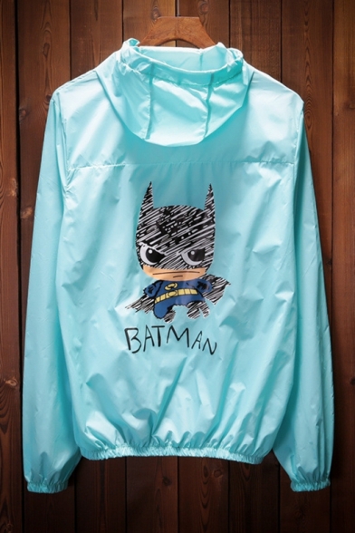 Lovely Cartoon Graphic Printed Back Zip Placket Hooded Sun-Proof Coat