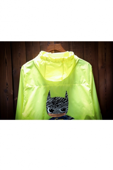 Lovely Cartoon Graphic Printed Back Zip Placket Hooded Sun-Proof Coat